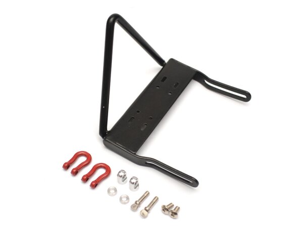 Team Raffee & Co Steel Front Bumper B With Towing Hooks  - 1 Set Black for Axial SCX10 BRQ90264BBK