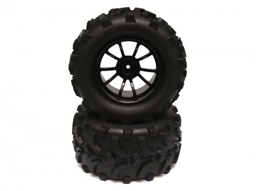 Team Raffee & Co 2 In 1 1/10 Monster Truck Wheel & Tire Set 10 Spoke Patter C TRC/110622508+26205