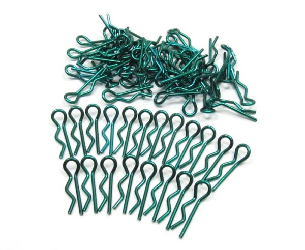 Team Raffee & Co Small-Ring 45 Deg Body Clips 50 pcs Green (20 mm) BRACS50G