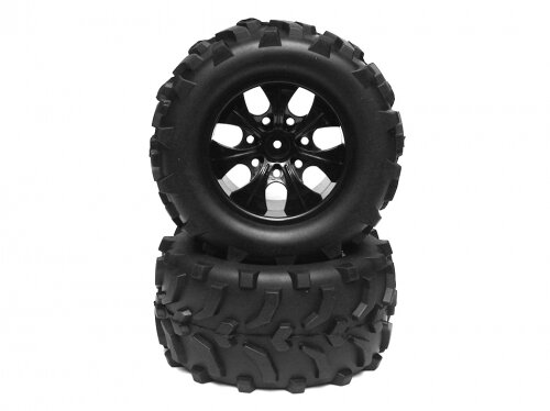 Team Raffee & Co 2 In 1 1/10 Monster Truck Wheel & Tire Set 7 Spoke Patter C TRC/110622503+26205