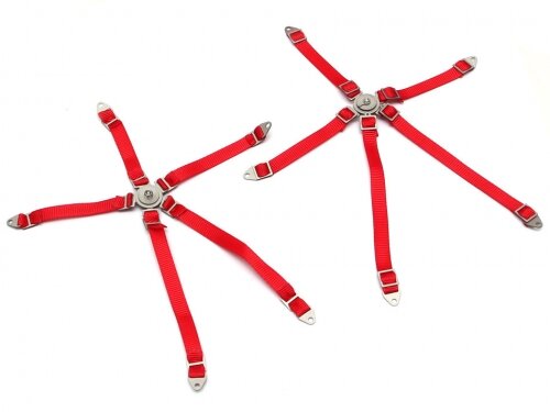 Team Raffee & Co Scale Accessories - 5-Point Safety Harness Racing Seat Belt Camlock Assembled Red TRC/302330R