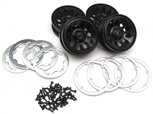 Team Raffee & Co 1.9 Wheels Hex 12mm  For Jeep Axial Tamiya 4WD (4) Black TRC/1120-622032BK