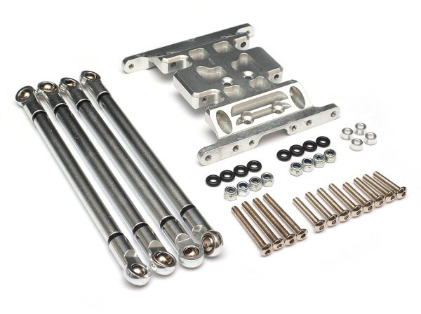 Team Raffee & Co Aluminum Gearbox Holder & Lower Link Silver for Axial SCX10 TRC/32105S