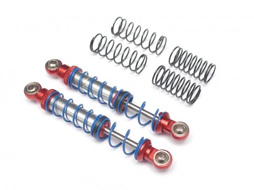 Team Raffee & Co Aluminum Double Spring Shocks 90mm (2) for Crawlers Red BRQ90333-90R