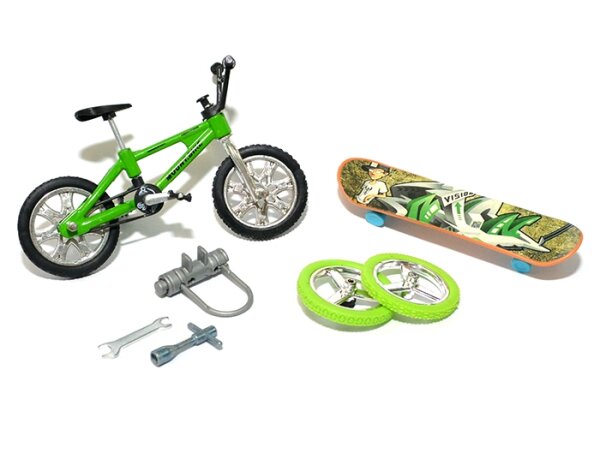 Team Raffee & Co RC Scale Accessories - Mini Bicycle & Skateboard & U Lock & Tools Set Green BRSCAC054G