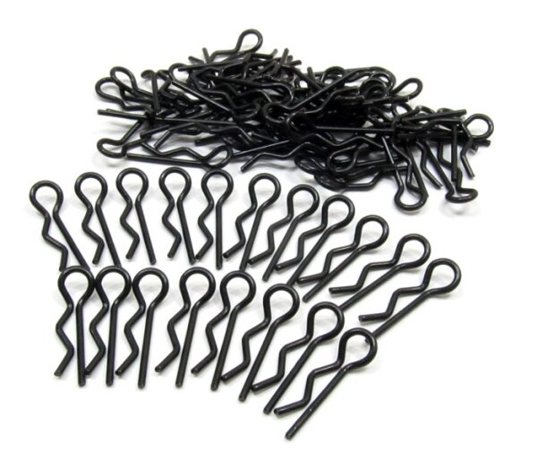 Team Raffee & Co Small-Ring 45 Deg Body Clips 100 pcs Black (20 mm) BRACS100BK