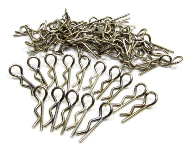 Team Raffee & Co Small-Ring 45 Deg Body Clips 100 pcs Silver (20 mm) BRACS100S