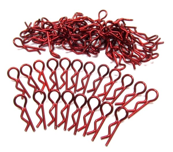Team Raffee & Co Small-Ring 45 Deg Body Clips 100 pcs Red (20 mm) BRACS100R