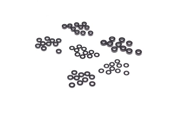 Team Raffee & Co Aluminum M3 Washer Set (0.25mm x10, 0.5mm x10, 1mm x10, 1.5mm x10, 2mm x10, 2.5mm x10) TRC/S05006