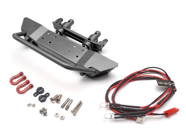 Team Raffee & Co Realistic Metal Front Bumper with Towing Hooks  - 1 Setet Gun Metal for Axial SCX10 BRQ90275AGM