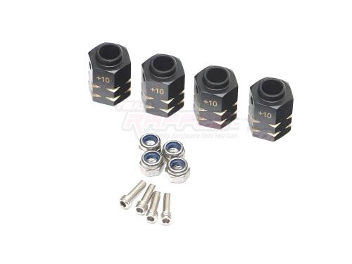 Team Raffee & Co Black Brass Wheel Hex +10mm + Metal Extended Wheel Axles (4) for Traxxas TRX-4 TRC/302704
