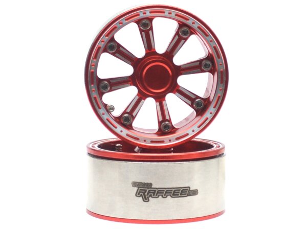 Team Raffee & Co Gemini 1.9 High Mass Beadlock Aluminum Wheels Spoke-8 (2) Red BRW760932DR