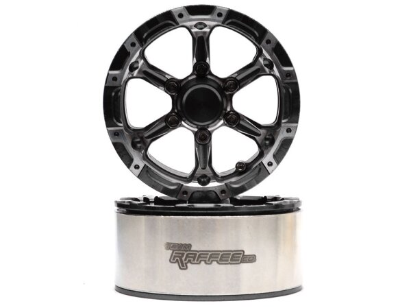 Team Raffee & Co Gemini 1.9 High Mass Beadlock Aluminum Wheels Spoke-6 (2) Black BRW760932EBK