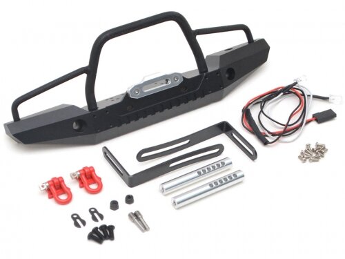 Team Raffee & Co Steel Tough Front Bumper W/ Hooks & LED Light 1 Set for Traxxas TRX-4 TRC/302334