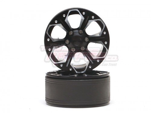 Team Raffee & Co 1.9" Aluminum Beadlock Wheels 6-Petals (2) Black TRC/302752BK