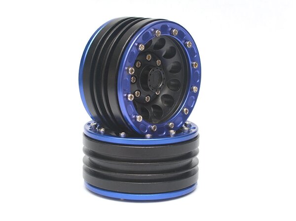 Team Raffee & Co Gravity  1.9 Beadlock Wheels (2) for Crawler Blue BRW770105B