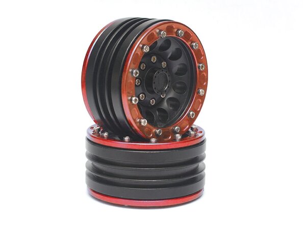 Team Raffee & Co Gravity 1.9 Beadlock Wheels (2) for Crawler Red BRW770105R