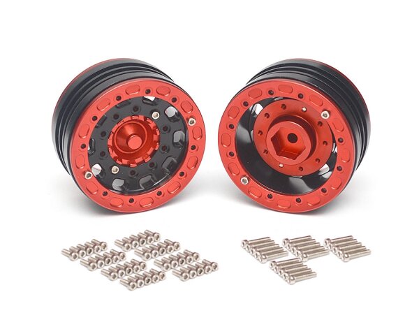 Team Raffee & Co Gravity 1.9 Beadlock 10 Hole Wheels (2)  Red BRW770106R