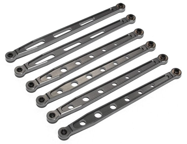 Team Raffee & Co Aluminium Lower & Upper Chassis Link - 6 Pcs Gun Metal for Axial SCX10 TRC/SCX07GM