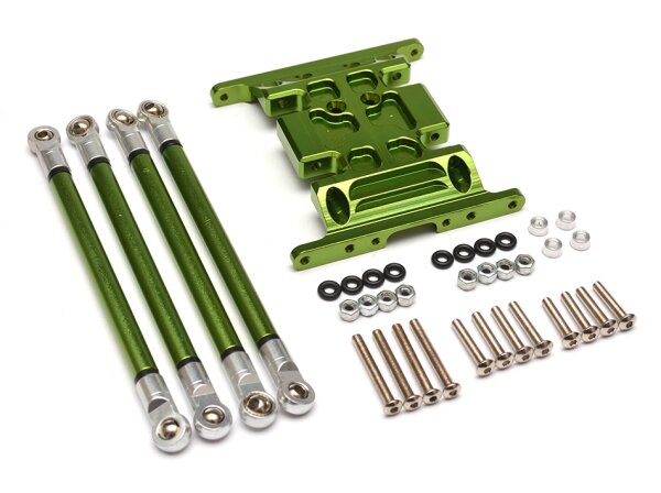 Team Raffee & Co Aluminum Gearbox Holder & Lower Link Green for Axial SCX10 TRC/32105G
