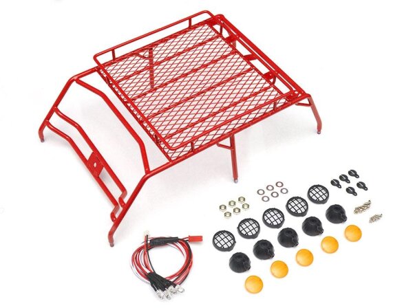 Team Raffee & Co Roof Luggage Rack For 1/10 AMG Benz 4x4 Truck Red TRC/G63001R