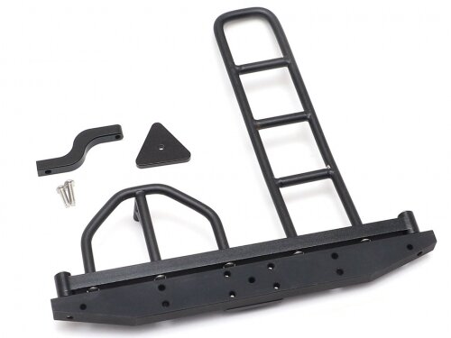 Team Raffee & Co Steel Rear Bumper W/ Ladder and Wheel Carrier Black Black for RC4WD Gelande II D90/D110 TRC/302414BK