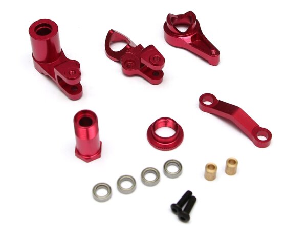 Team Raffee & Co Aluminum Steering Set - Red for Traxxas Slash 4x4 BRTSH05R