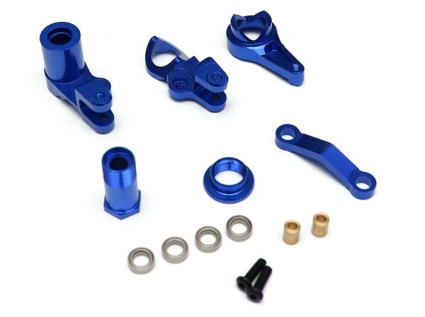 Team Raffee & Co Aluminum Steering Set -  Blue for Traxxas Slash 4x4 BRTSH05B