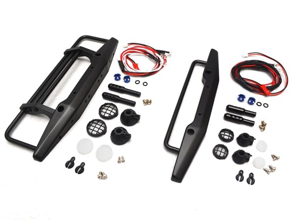 Team Raffee & Co Diecast Front & Rear Bull Bar For SCX10 Black for Axial SCX10 TRC/32120BK