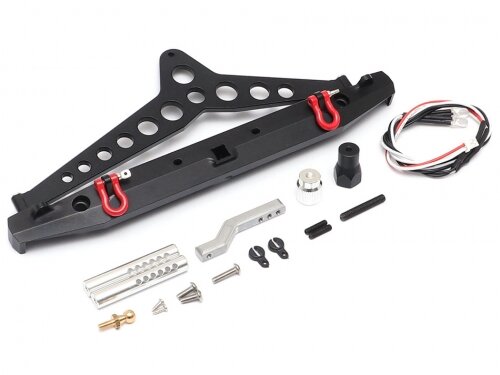 Team Raffee & Co Steel Tough Rear Bumper W/ Hooks and Led Light 1 Set Black Black for Axial SCX10 II TRC/302412BK