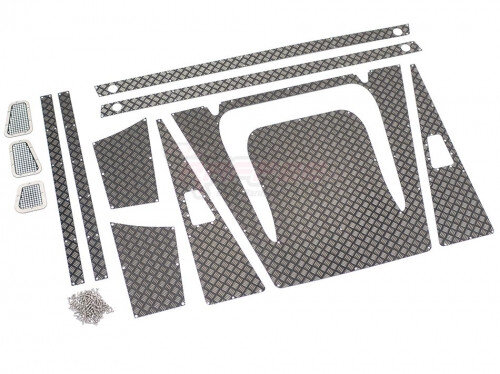 Team Raffee & Co Stainless Steel Diamond Plate Accessories Pack for Defender Wagon D90/D110 Black for Team Raffee Co. TRC-D110 TRC/302220BK