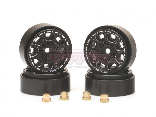 Team Raffee & Co Alu+Brass 8-petals Wheel for 1/24 RC Crawler (4) Black for Axial SCX24 TRC/1080021BK