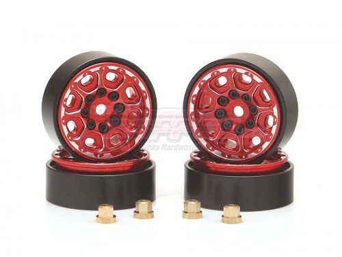 Team Raffee & Co Alu+Brass 8-petals Wheel for 1/24 RC Crawler (4) Red for Axial SCX24 TRC/1080021R