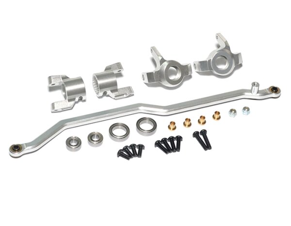 Team Raffee & Co Front Knuckle,C-Hub Steering and Steering Link Combo Set - 3 Items Silver for Axial Wraith BRWRCOMBO1S