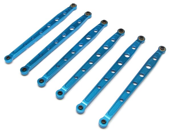 Team Raffee & Co Aluminium Lower & Upper Chassis Link - 6 Pcs Blue for Axial SCX10 TRC/SCX07B