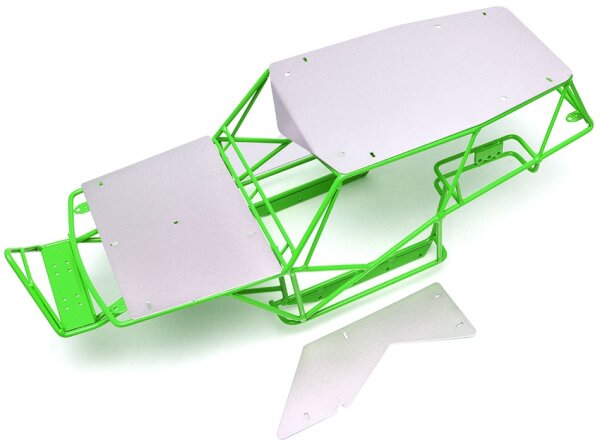 Team Raffee & Co Heavy Duty Steel Outer Cage For Wraith With Roof Rack, Metal Plates & LED Set Green for Axial Wraith BRQ90284G