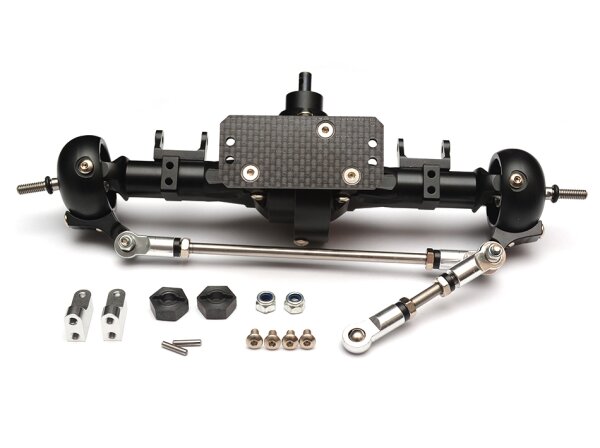 Team Raffee & Co Complete Aluminum Front Axle for SCX-10 AX10 Black for Axial SCX10 TRC/32115BK