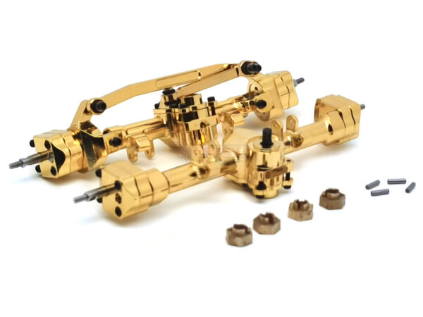 Team Raffee & Co Brass Portal Front & Rear Axle Set for 2019 Jeep Wrangler for Axial SCX24 TRC/302893