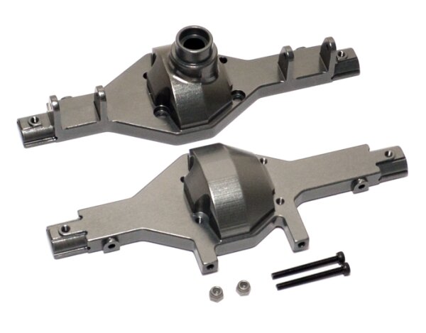 Team Raffee & Co Aluminium Front / Rear Gear Box - 2 Pcs Gun Metal for Axial SCX10 TRC/SCX11GM