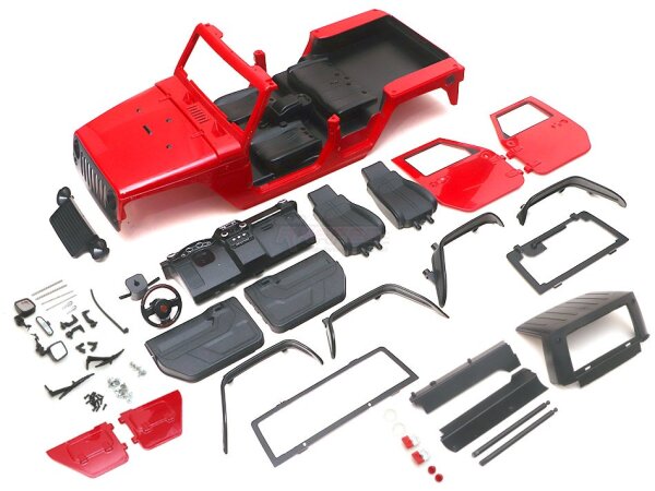 Team Raffee & Co 2 Door Rubicon Pickup Body for 1/10 Crawler 313mm Kit Version Red TRC/302835R