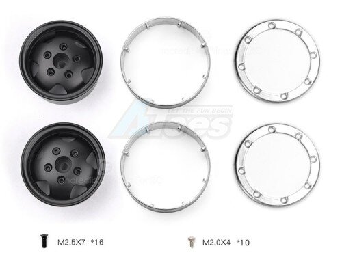 1.9 Metal Beadlock Wheel for TRX4 Defender & TRC Rover SUV First Gen Black
