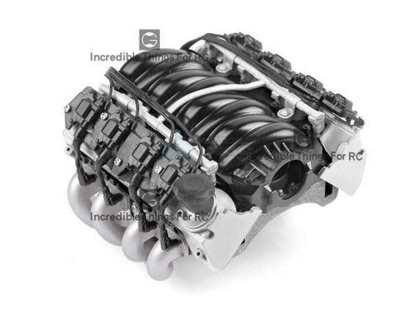 Simulierter LS7-V8-Motor mit Kühlkörper und Lüfter für 36-mm-Crawler-Motoren, Silber
