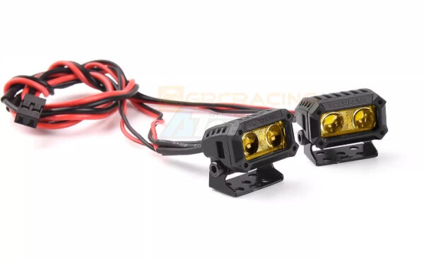 18-mm-Rechteckscheinwerfer mit Doppel-LED-Linse, Gelb